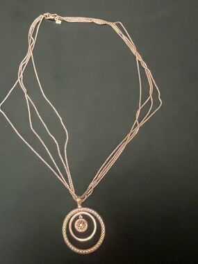 Authentic David Yurman silver Multi-Strand Necklace with black diamonds Pendant